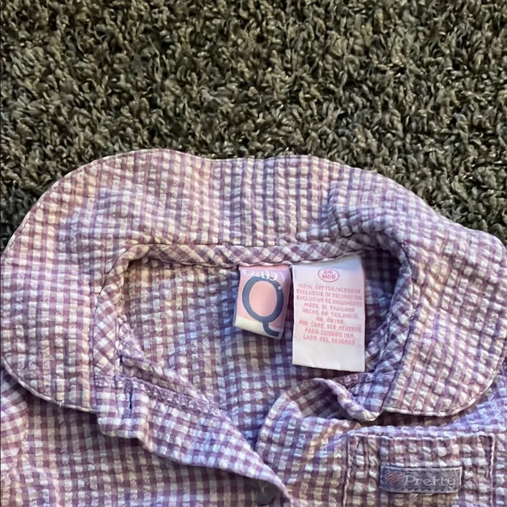 BabyQ Lavender Checkered Baby Girl Button-up Top